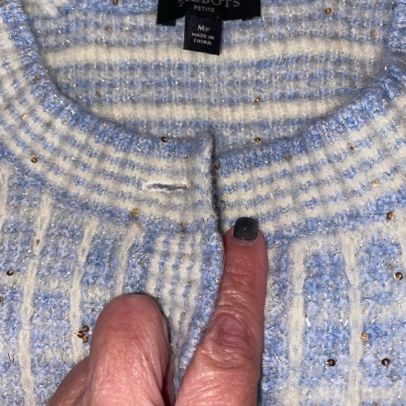 Talbots Light Blue and Cream Cardigan - Picture 4 of 8